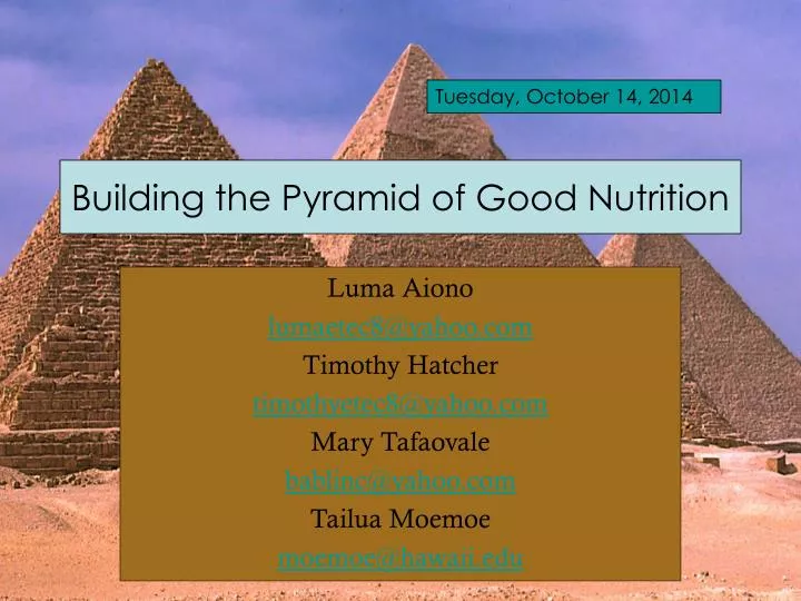 building the pyramid of good nutrition