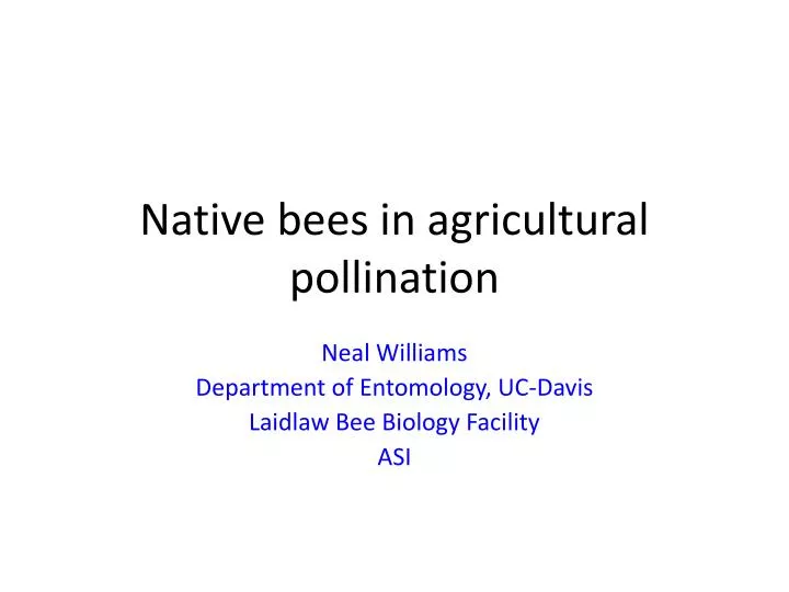 native bees in agricultural pollination