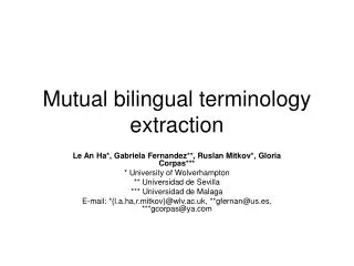 Mutual bilingual terminology extraction