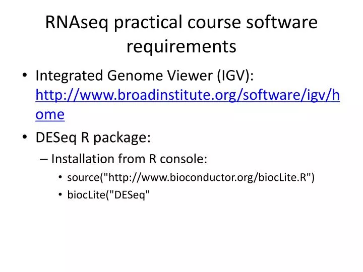 rnaseq practical course software requirements