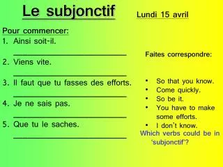 le subjonctif