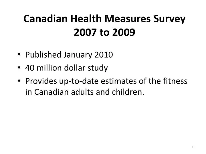 canadian health measures survey 2007 to 2009