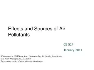 Effects and Sources of Air Pollutants