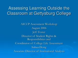 Assessing Learning Outside the Classroom at Gettysburg College