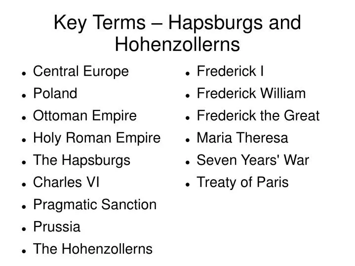 key terms hapsburgs and hohenzollerns