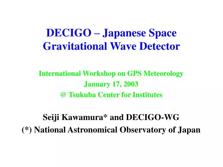 decigo japanese space gravitational wave detector