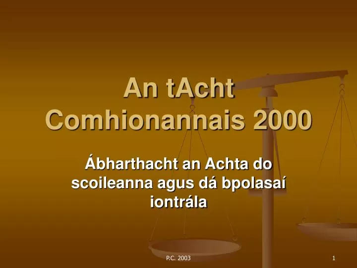 an tacht comhionannais 2000