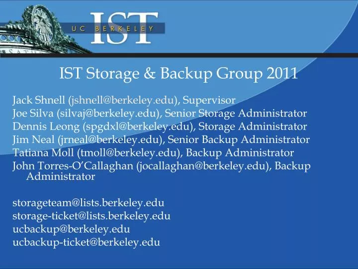 ist storage backup group 2011