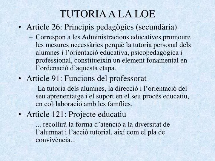 tutoria a la loe