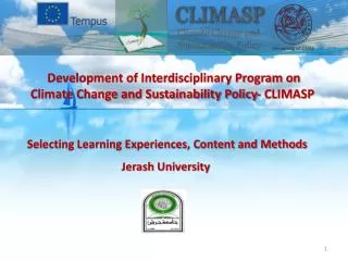 Selecting Learning Experiences, Content and Methods Jerash University