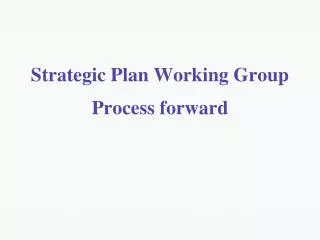 Strategic Plan Working Group Process forward