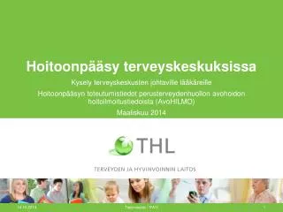hoitoonp sy terveyskeskuksissa