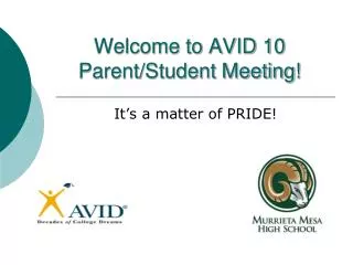 Welcome to AVID 10 Parent/Student Meeting!
