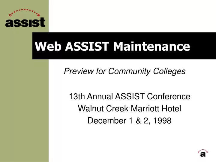 web assist maintenance
