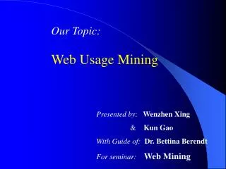 Our Topic: Web Usage Mining