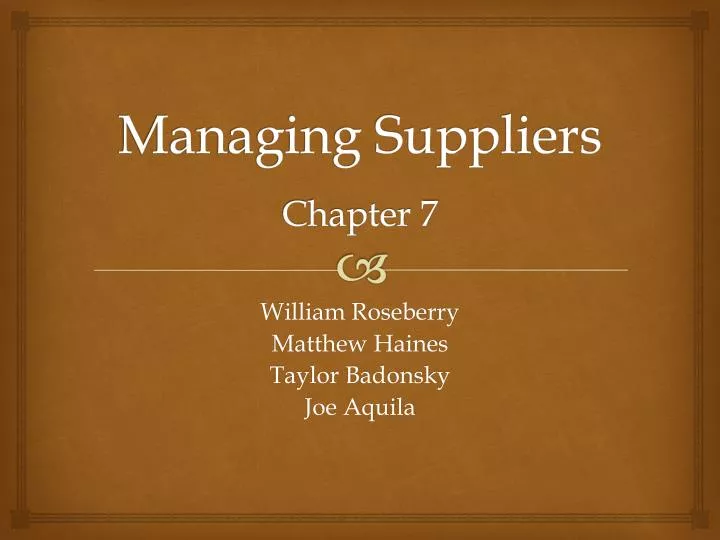 managing suppliers chapter 7