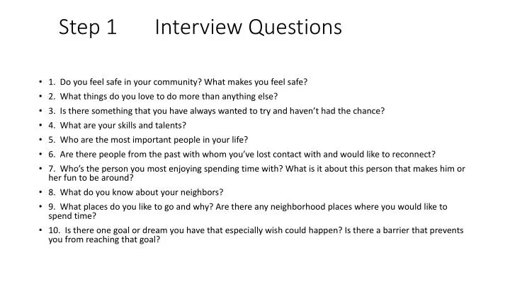 step 1 interview questions