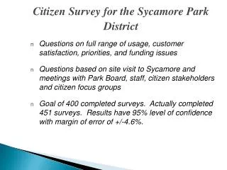 Citizen Survey for the Sycamore Park District