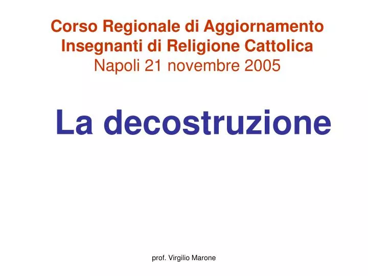 corso regionale di aggiornamento insegnanti di religione cattolica napoli 21 novembre 2005