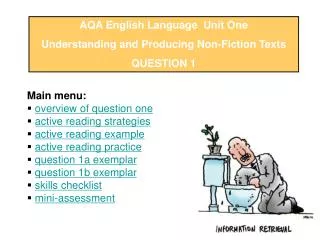 AQA English Language Unit One Understanding and Producing Non-Fiction Texts QUESTION 1
