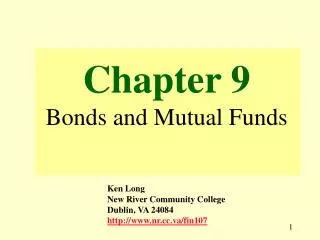 Chapter 9 Bonds and Mutual Funds
