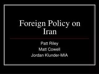 Foreign Policy on Iran