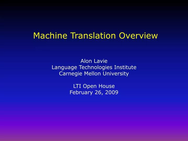 machine translation overview