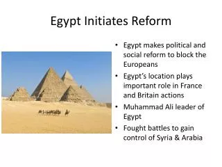 Egypt Initiates Reform