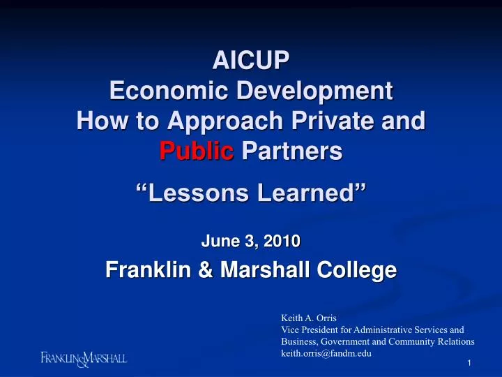 aicup economic development how to approach private and public partners lessons learned