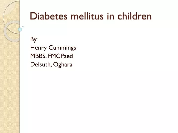 diabetes mellitus in children