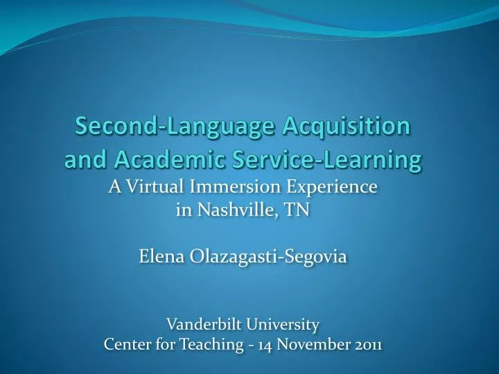second language acquisition and academic service learning