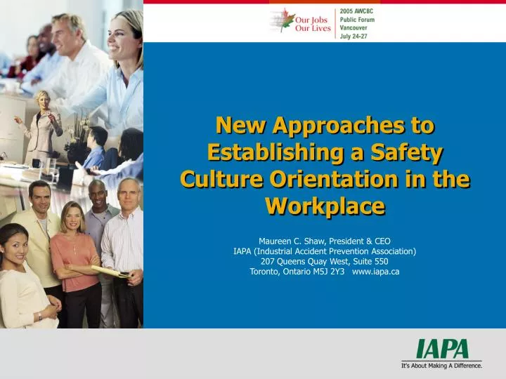 new approaches to establishing a safety culture orientation in the workplace