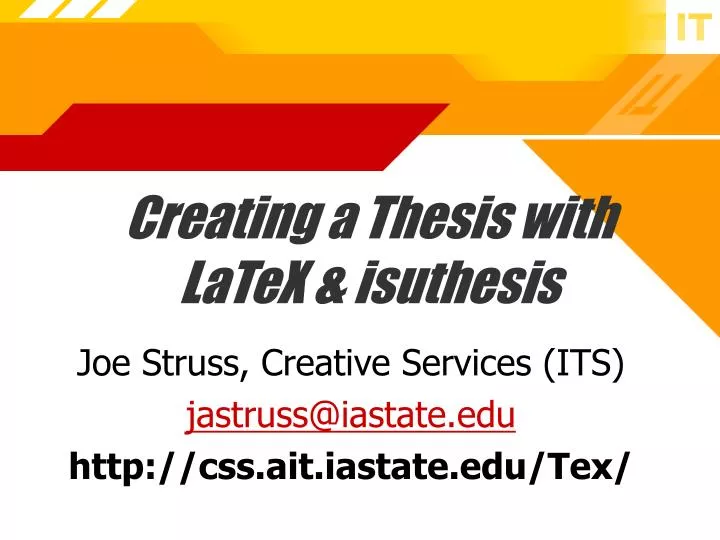 creating a thesis with latex isuthesis