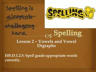 Lesson 2 – Vowels and Vowel Digraphs
