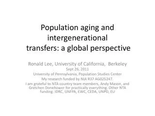 Population aging and intergenerational transfers: a global perspective