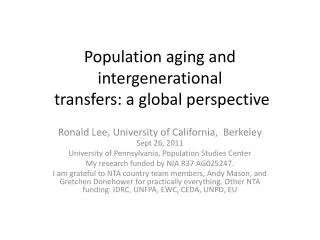 population aging and intergenerational transfers a global perspective