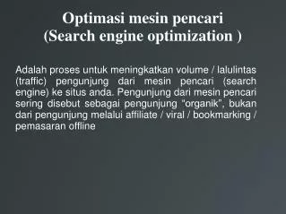 optimasi mesin pencari search engine optimization
