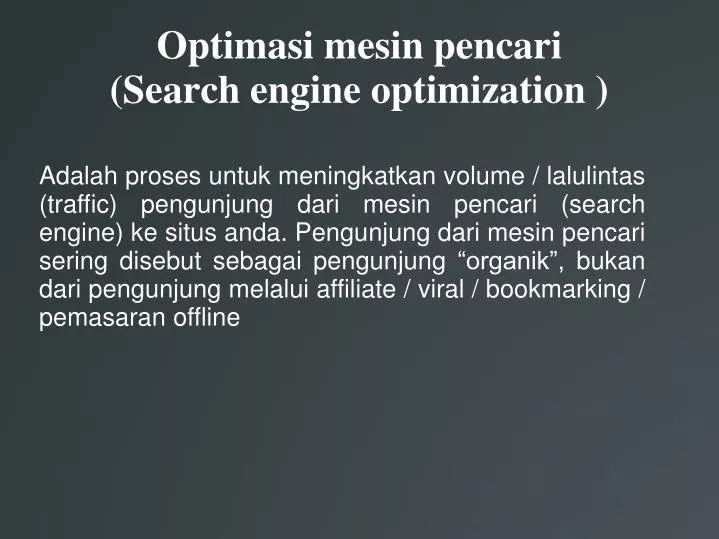 optimasi mesin pencari search engine optimization