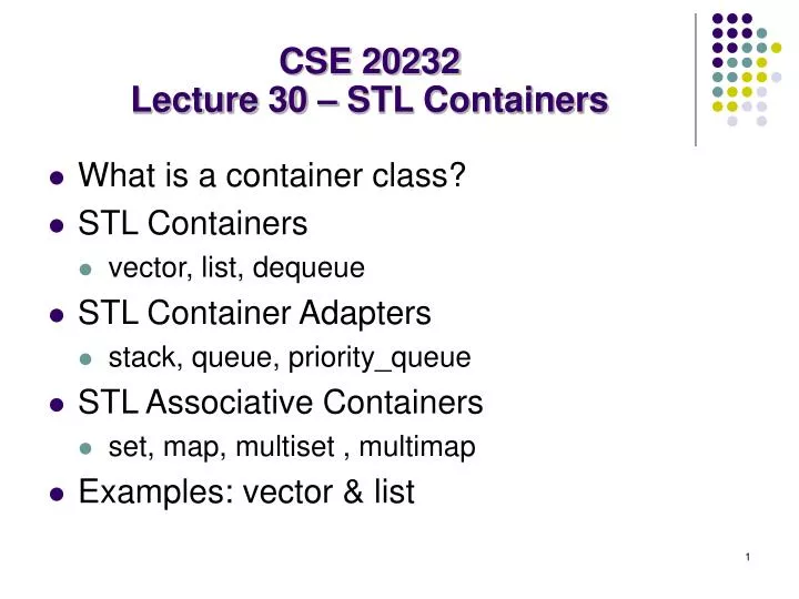 cse 20232 lecture 30 stl containers