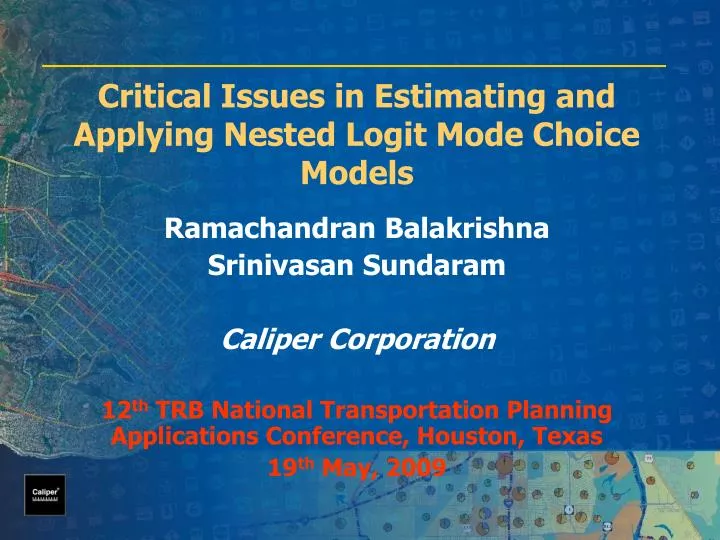 critical issues in estimating and applying nested logit mode choice models