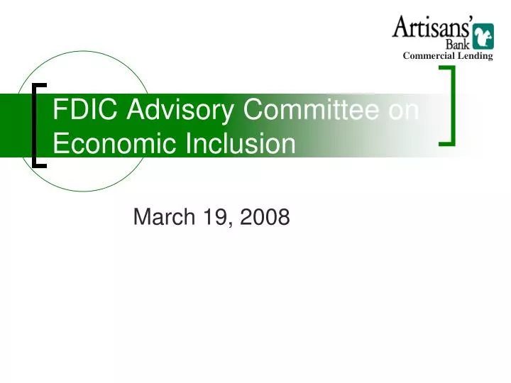 fdic advisory committee on economic inclusion