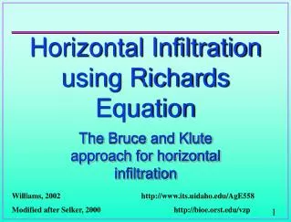 Horizontal Infiltration using Richards Equation