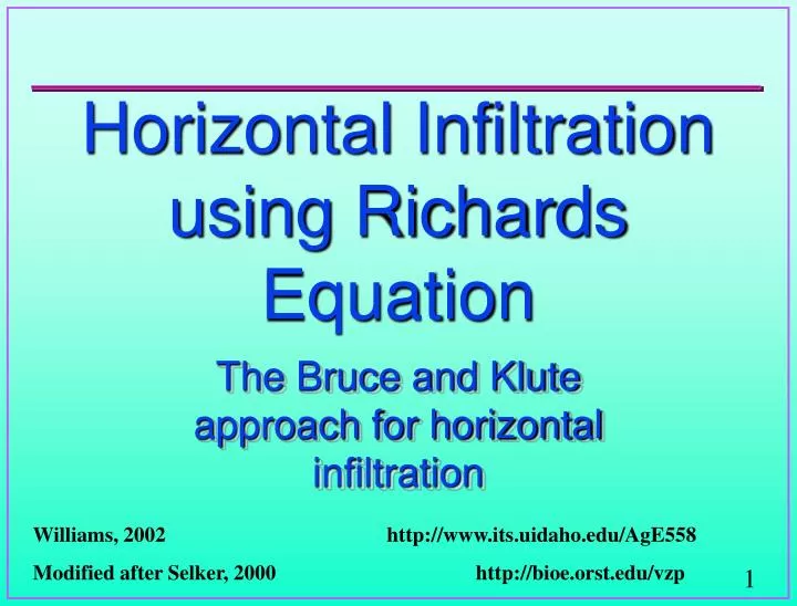 horizontal infiltration using richards equation