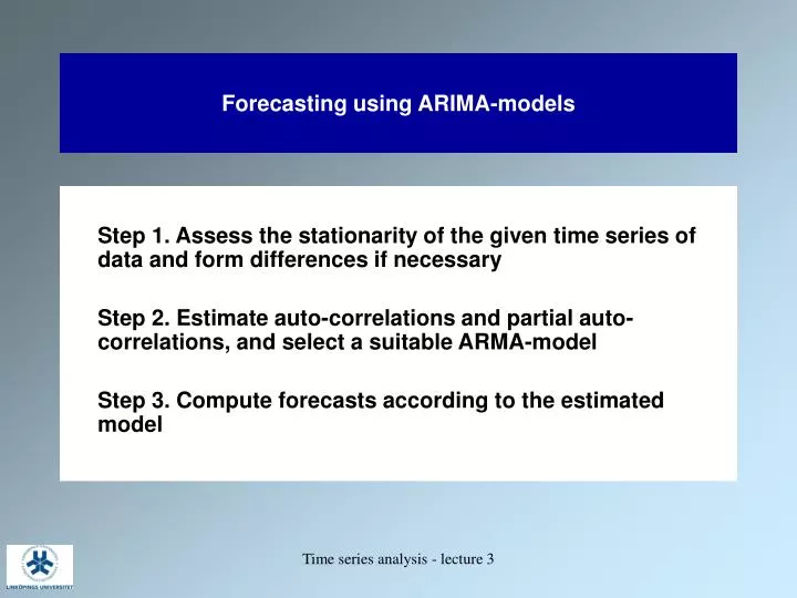 forecasting using arima models