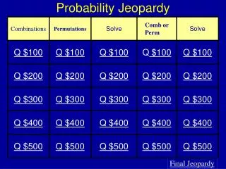 Probability Jeopardy