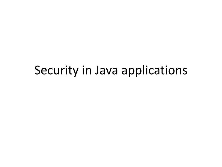 security in java applications