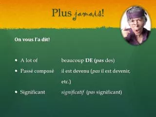 plus jamais