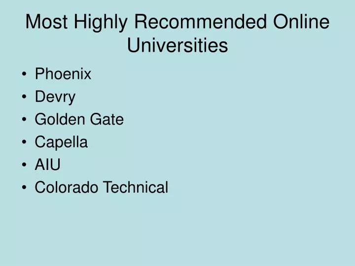 most highly recommended online universities