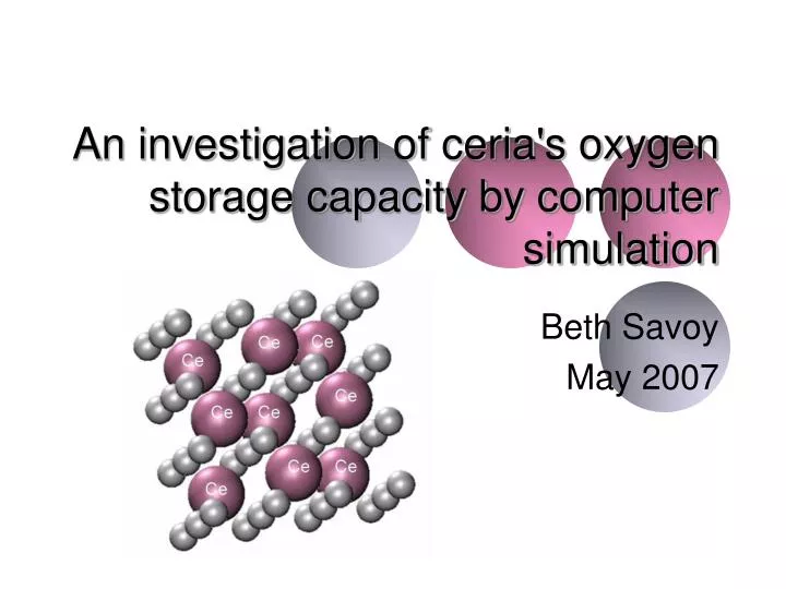 an investigation of ceria s oxygen storage capacity by computer simulation
