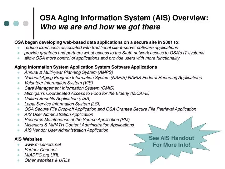 osa aging information system ais overview who we are and how we got there